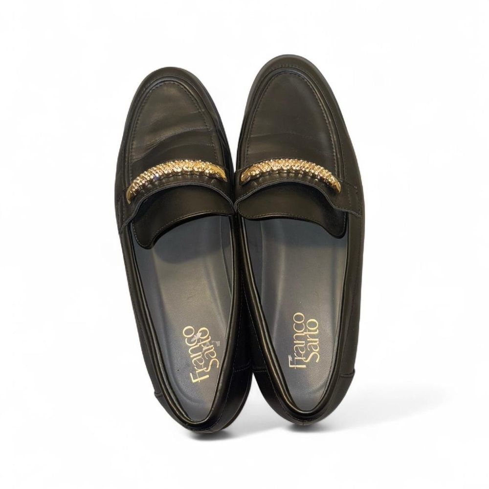 Franco Sarto Black Loafers with Gold Accent - Picture 6 of 8